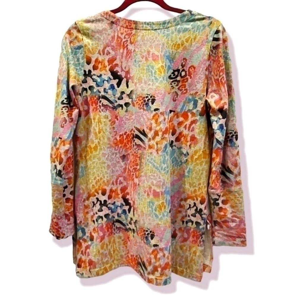 Soft Surroundings Wild Thing Animal Leopard Print V-Neck Tunic.